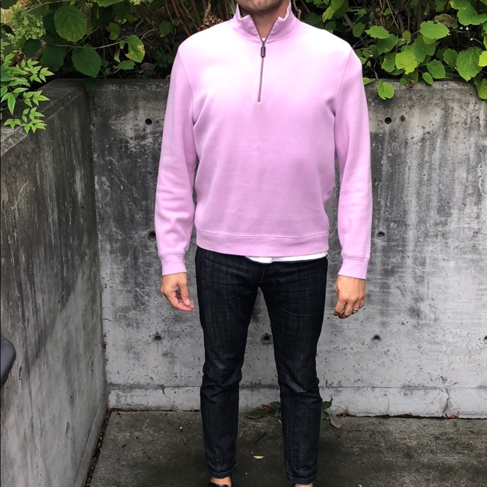 Club Monaco 1/4 Zip Pullover light Pink/lavender
